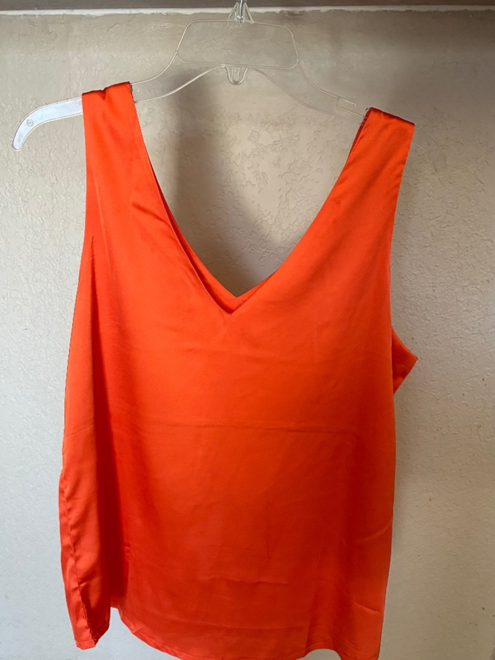 Beautiful bright orange V neck silky top size medium